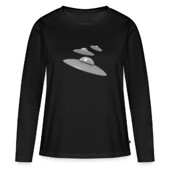 3 OVNI avec des extraterrestres - T-shirt manches longues Premium bio Femme - noir - Devant - Julia (174cm)