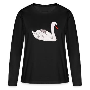 Famille cygne - T-shirt manches longues Premium bio Femme - noir - Devant - Julia (174cm)