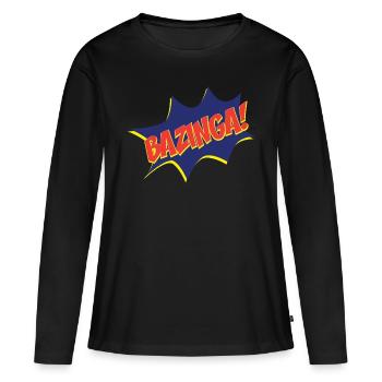 Tee shirt Homme Bazinga Comic - T-shirt manches longues Premium bio Femme - noir - Devant - Julia (174cm)