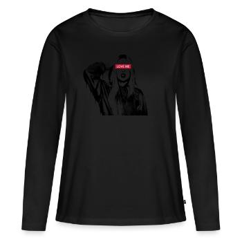 Love Me - aime moi - femme - fille - graffiti - T-shirt manches longues Premium bio Femme - noir - Devant - Julia (174cm)