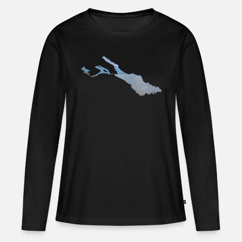 Bodensee - Frauen Premium Bio Langarmshirt - Schwarz