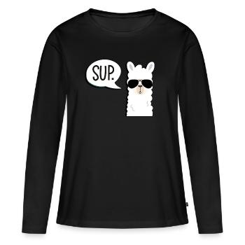 Lama lama alpaga - T-shirt manches longues Premium bio Femme - noir - Devant - Julia (174cm)