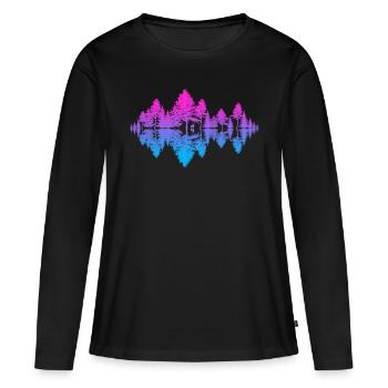 Klang der Natur (Abendrot) - Frauen Premium Bio Langarmshirt - Schwarz - Vorne - Julia (174cm)