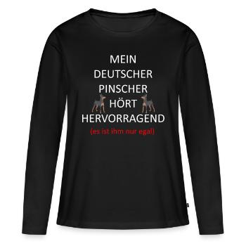 Deutscher Pinscher Hunde Pinschers - Frauen Premium Bio Langarmshirt - Schwarz - Vorne - Julia (174cm)