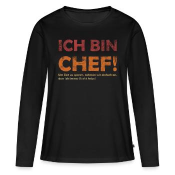 Ich bin der Chef - Frauen Premium Bio Langarmshirt - Schwarz - Vorne - Julia (174cm)