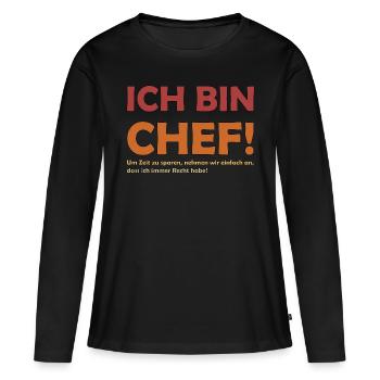 Ich bin der Chef - Frauen Premium Bio Langarmshirt - Schwarz - Vorne - Julia (174cm)