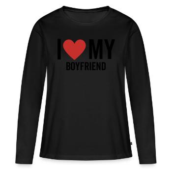 J’aime mon petit ami - T-shirt manches longues Premium bio Femme - noir - Devant - Julia (174cm)