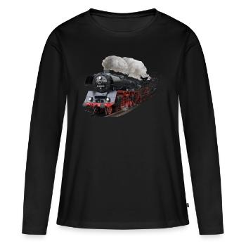Locomotive à vapeur - T-shirt manches longues Premium bio Femme - noir - Devant - Julia (174cm)