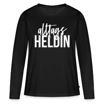 Alltags Heldin - Frauen Premium Bio Langarmshirt - Schwarz - Vorne - Julia (174cm)