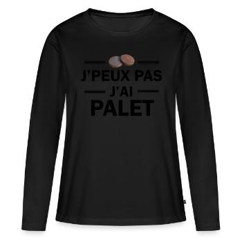 je peux pas j'ai palet - T-shirt manches longues Premium bio Femme - noir - Devant - Julia (174cm)