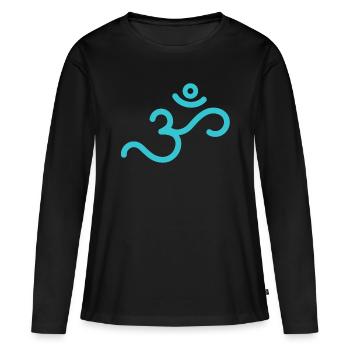 OM 17 - T-shirt manches longues Premium bio Femme - noir - Devant - Julia (174cm)