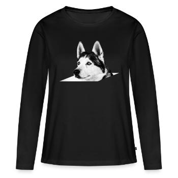 Husky - T-shirt manches longues Premium bio Femme - noir - Devant - Julia (174cm)