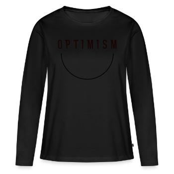 optimisme - T-shirt manches longues Premium bio Femme - noir - Devant - Julia (174cm)