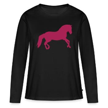 cheval silhouette 13 - T-shirt manches longues Premium bio Femme - noir - Devant - Julia (174cm)