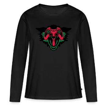 loup manette jeux oeil joystick geek - T-shirt manches longues Premium bio Femme - noir - Devant - Julia (174cm)