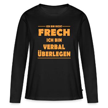 Ich bin nicht frech - Frauen Premium Bio Langarmshirt - Schwarz - Vorne - Julia (174cm)