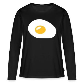 Œufs au plat - T-shirt manches longues Premium bio Femme - noir - Devant - Julia (174cm)