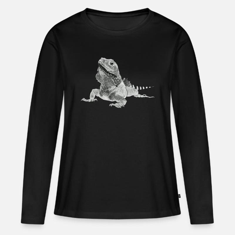 Eidechse - Frauen Premium Bio Langarmshirt - Schwarz