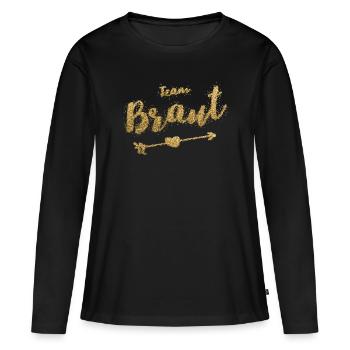 Junggesellinnenabschied Gold Glitzer Team Braut - Frauen Premium Bio Langarmshirt - Schwarz - Vorne - Julia (174cm)
