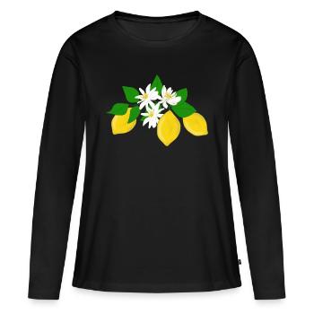 Lemons, lemon blossoms - Women's Premium Organic Long Sleeve Shirt - black - Front - Julia (174cm)