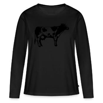 logo de vache - T-shirt manches longues Premium bio Femme - noir - Devant - Julia (174cm)