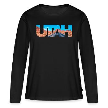 Utah - T-shirt manches longues Premium bio Femme - noir - Devant - Julia (174cm)
