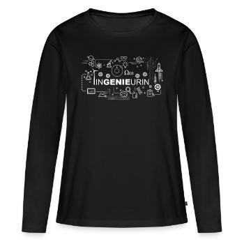 Ingénieur Genie cadeau cadeau idée diplôme - T-shirt manches longues Premium bio Femme - noir - Devant - Julia (174cm)
