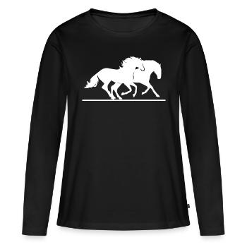 Cheval cheval cheval équitation - T-shirt manches longues Premium bio Femme - noir - Devant - Julia (174cm)