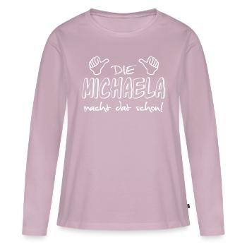 Michaela - Frauen Premium Bio Langarmshirt - Altrosa - Vorne - Julia (174cm)