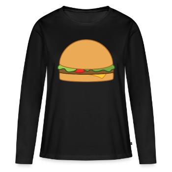 hamburger - T-shirt manches longues Premium bio Femme - noir - Devant - Julia (174cm)
