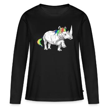 Rhino licorne - T-shirt manches longues Premium bio Femme - noir - Devant - Julia (174cm)