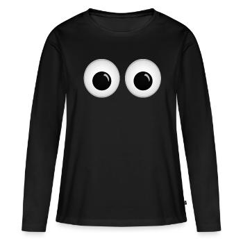 Yeux écarquillés - T-shirt manches longues Premium bio Femme - noir - Devant - Julia (174cm)