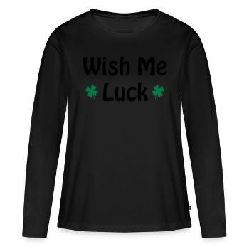 Wish me luck - Women's Premium Organic Long Sleeve Shirt - black - Front - Julia (174cm)