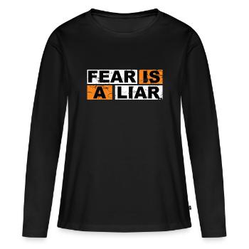 La peur est une citation de motivation de menteur - T-shirt manches longues Premium bio Femme - noir - Devant - Julia (174cm)