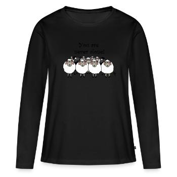 Du bist niemals alleine! schwarzes Schaf - Frauen Premium Bio Langarmshirt - Schwarz - Vorne - Julia (174cm)