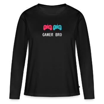 GAMER BRO - T-shirt manches longues Premium bio Femme - noir - Devant - Julia (174cm)