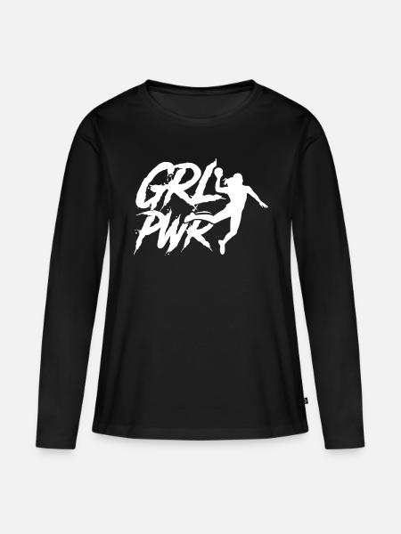 Girl Power Handball - Frauen Premium Bio Langarmshirt - Schwarz