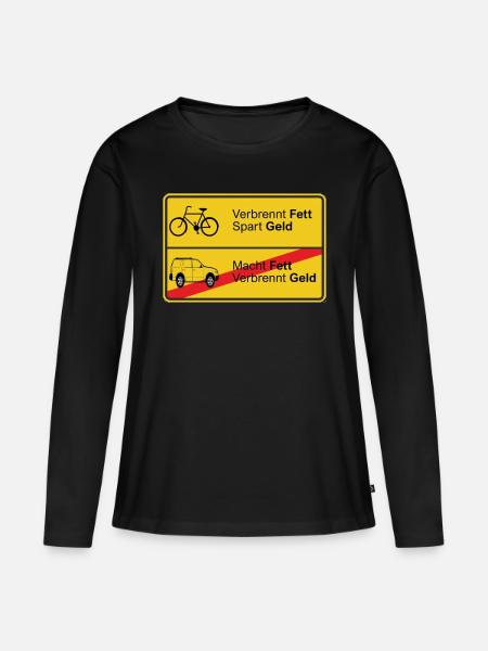 Fahrrad gegen Auto - Frauen Premium Bio Langarmshirt - Schwarz