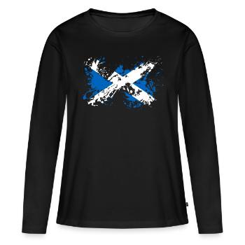 Schottland Fahne schottische Flagge Farbklecks - Frauen Premium Bio Langarmshirt - Schwarz - Vorne - Julia (174cm)