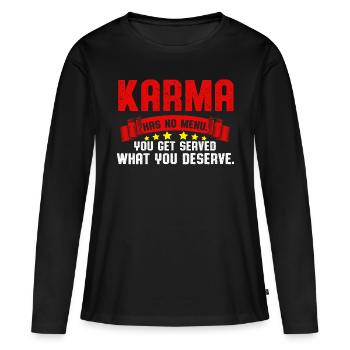 Karma - T-shirt manches longues Premium bio Femme - noir - Devant - Julia (174cm)