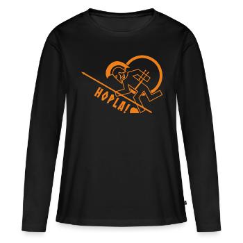 Oups! - Hoplite trébuchant - T-shirt manches longues Premium bio Femme - noir - Devant - Julia (174cm)