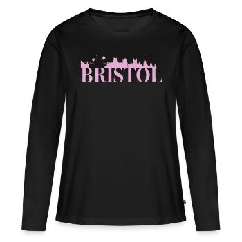 Bristol Angleterre capitale Skyline UK - T-shirt manches longues Premium bio Femme - noir - Devant - Julia (174cm)