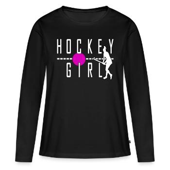 hockey girl hockey cool sport attaquant - T-shirt manches longues Premium bio Femme - noir - Devant - Julia (174cm)