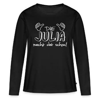 julia - Frauen Premium Bio Langarmshirt - Schwarz - Vorne - Julia (174cm)