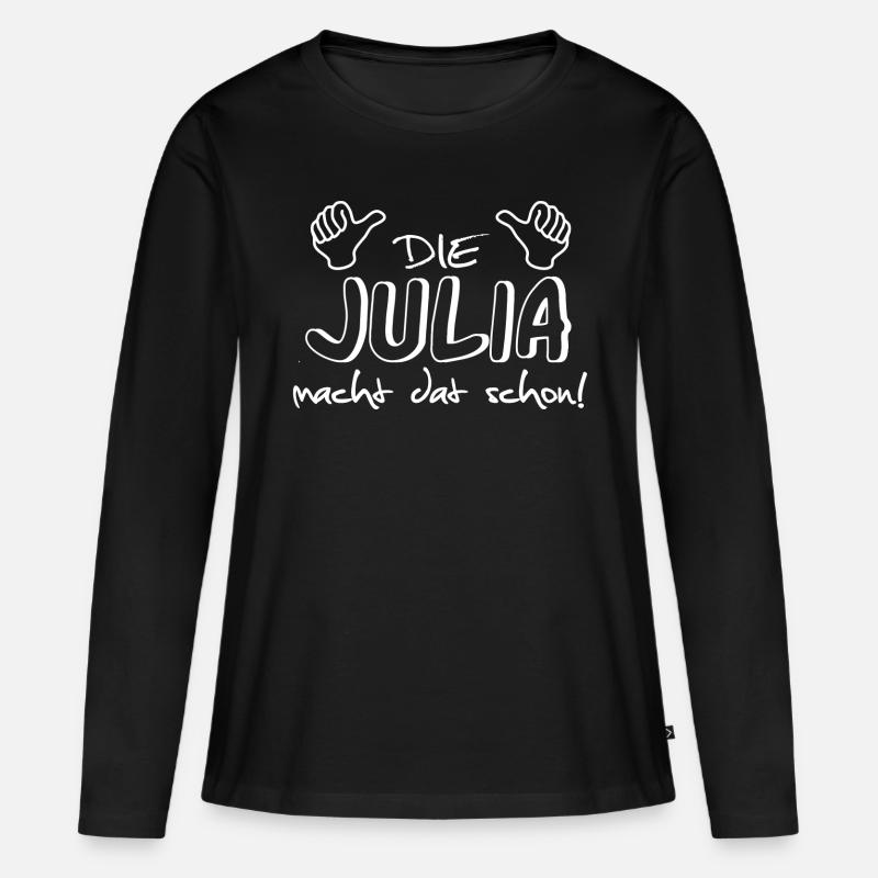 julia - Frauen Premium Bio Langarmshirt - Schwarz