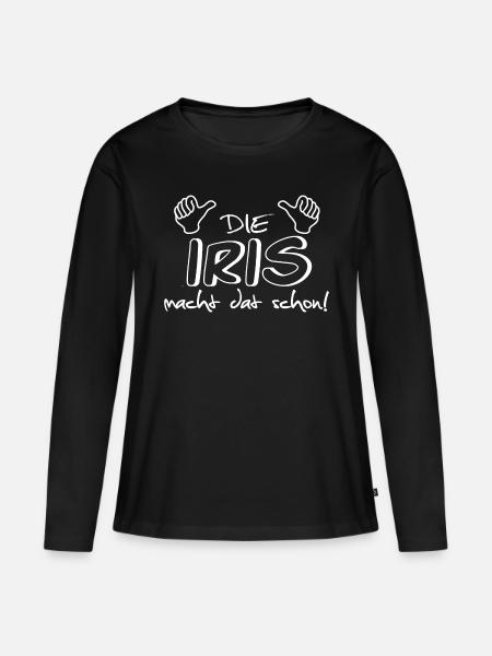 Iris - Frauen Premium Bio Langarmshirt - Schwarz
