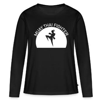 Boxe Combat Muay Thai - T-shirt manches longues Premium bio Femme - noir - Devant - Julia (174cm)