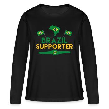 Brazil supporter. fan de Brazil. brazil. samba - T-shirt manches longues Premium bio Femme - noir - Devant - Julia (174cm)