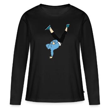 Danseur de break dance - T-shirt manches longues Premium bio Femme - noir - Devant - Julia (174cm)