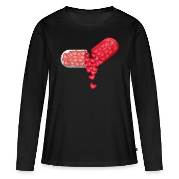 Pilule d'amour - T-shirt manches longues Premium bio Femme - noir - Devant - Julia (174cm)